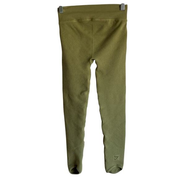 Gymshark Sz S Pause Seamless Leggings Griffin Green Waffle Knit Stretchy Firm - Picture 6 of 16
